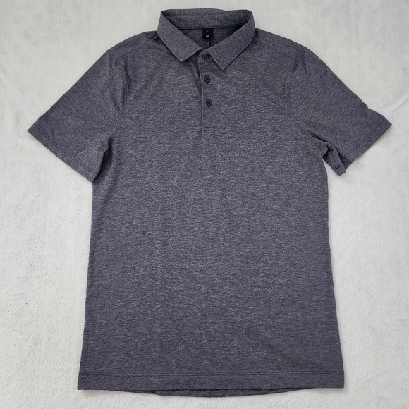 LULULEMON Men's Heathered Grey Lavender Polo Shirt Stretch Size Small - Picture 1 of 6